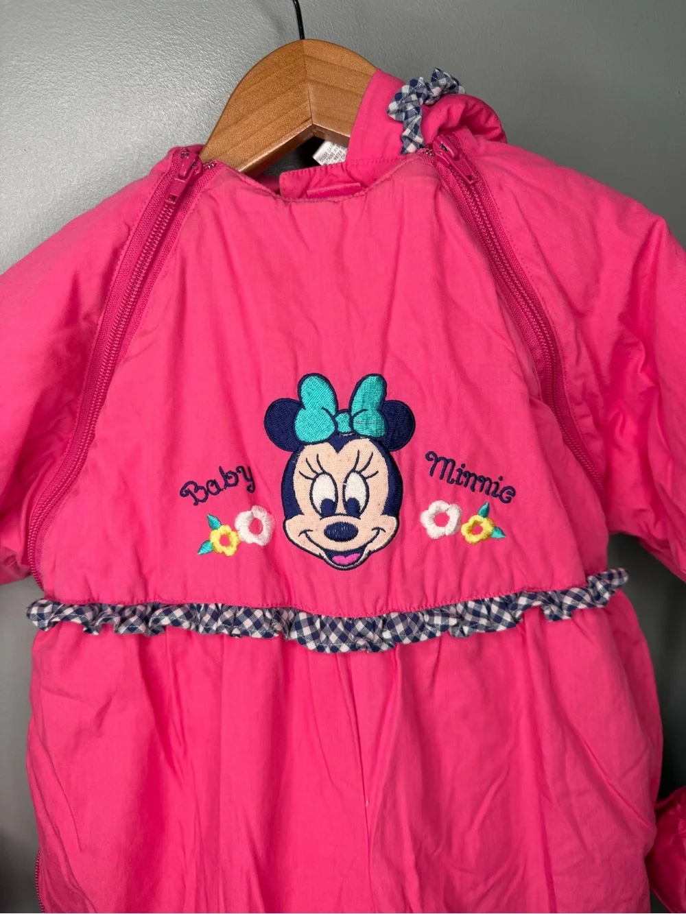 Vintage 90s Disney Babies Baby Minnie Mouse Hot Pink Bunting Snowsuit